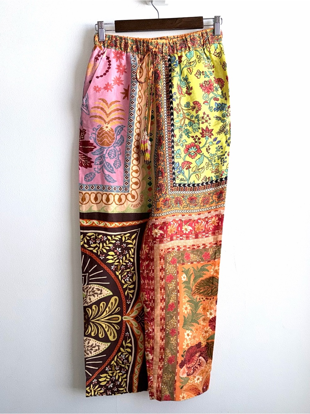 NWT Farm Rio Mixed Scarf Viscose Multicolor Pants Size XS Colorful Resortwear